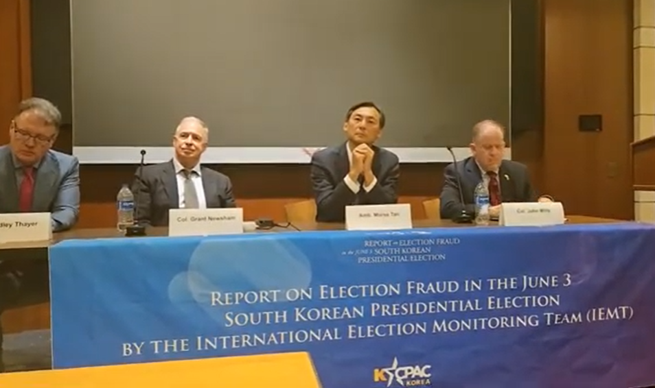 KCPAC 주최로 열린 '대한민국 부정선거 집중조명' 미의회 브리핑 ⓒ 유튜브 채널 박주현변호사 TV 캡처